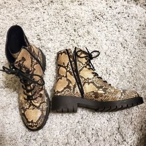 Chelsea & Violet snakeskin combat boots